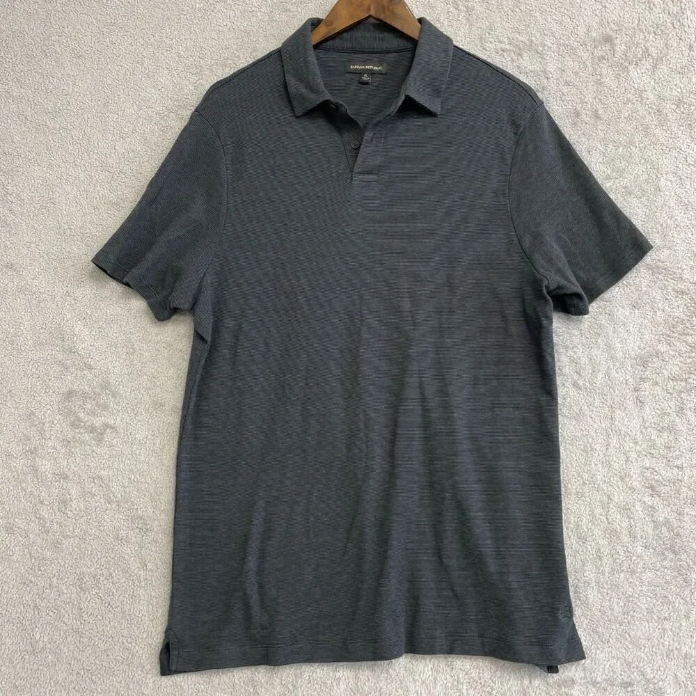 NWOT Banana Republic Men's XL Polo Shirt 100% Cotton Pinstriped